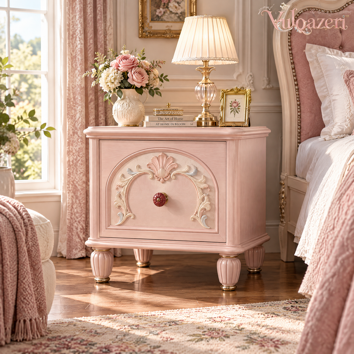 Vulqazeri Blush Rose Bedside Cabinet view 1