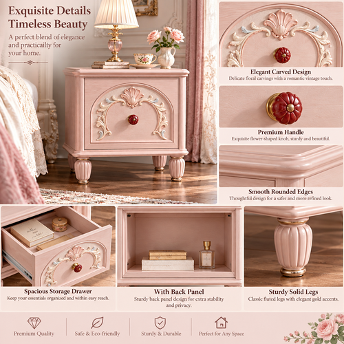 Vulqazeri Blush Rose Bedside Cabinet view 2