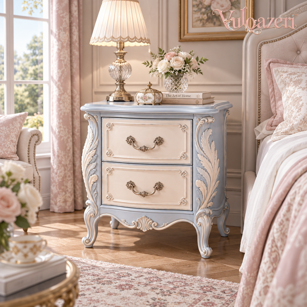Vulqazeri Powder Blue Two-Drawer Nightstand view 2