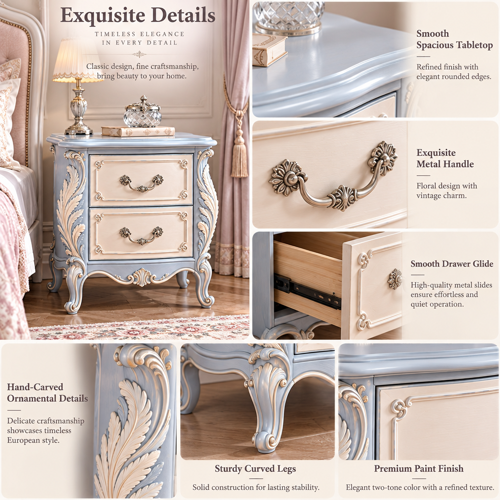 Vulqazeri Powder Blue Two-Drawer Nightstand view 3