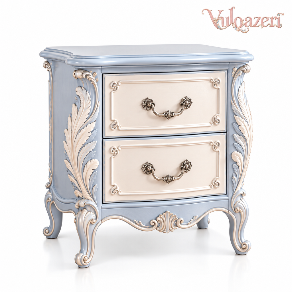 Vulqazeri Powder Blue Two-Drawer Nightstand view 4