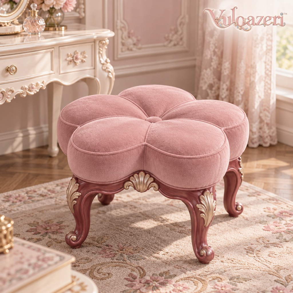 Vulqazeri Rose Petal Upholstered Ottoman view 1