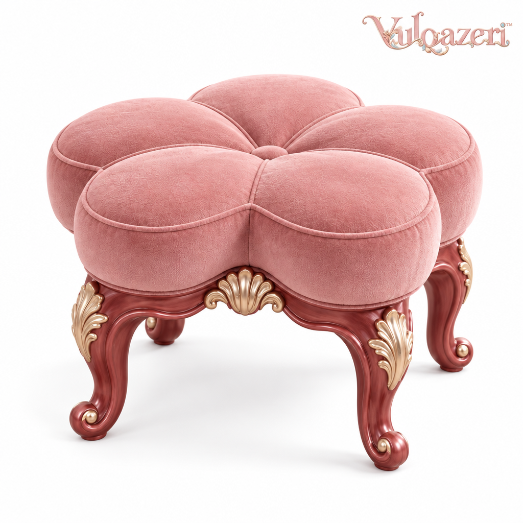 Vulqazeri Rose Petal Upholstered Ottoman view 4
