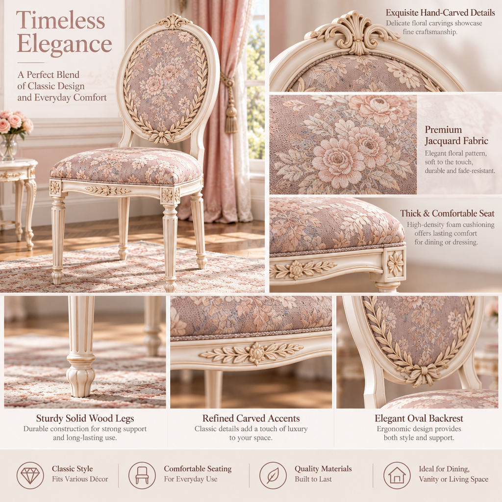 Vulqazeri Lilac Floral Oval-Back Chair view 3