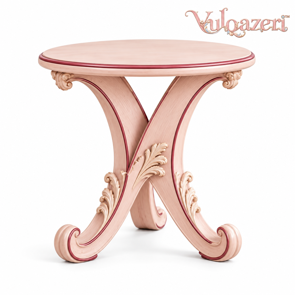 Vulqazeri Blush Scroll Pedestal Side Table view 4