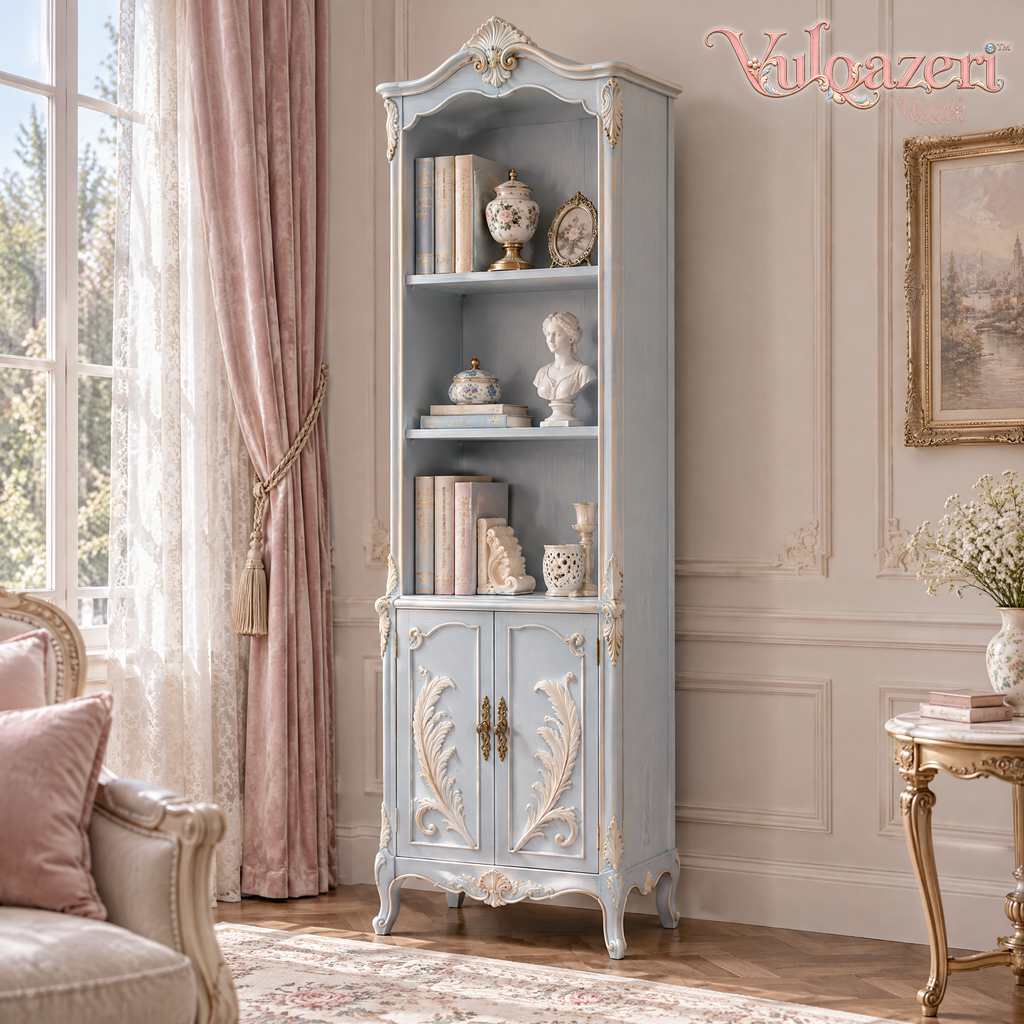 Vulqazeri Powder Blue Ornate Display Cabinet view 4